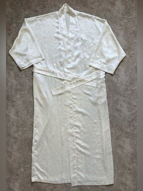 Christian Dior Vintage Ivory Satin Robe CD Monogram One Size M/L